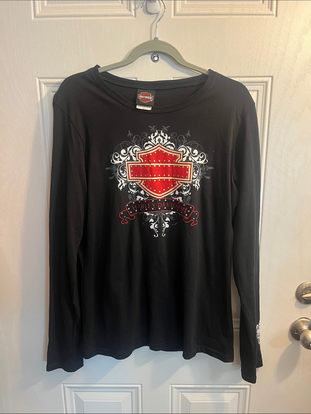 Harley-Davidson Black Long-Sleeve Shirt with Red Shield Graphic